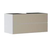 hansgrohe Xevolos E Meuble sous-lavabo, 2 tiroirs, 1 découpe au centre, 1180x550x555mm, pour plan de toilette à poser, 54193390, Couleur: corps blanc mat, façade bronze structuré