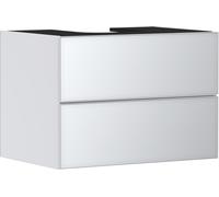 hansgrohe Xevolos E Meuble sous-lavabo, 2 tiroirs, 1 découpe au centre, 780x550x555mm, pour plan de toilette à poser, 54187320, Couleur: corps blanc mat, façade blanc métallisé