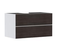 hansgrohe Xevolos E Meuble sous-lavabo, 2 tiroirs, 1 découpe au centre, 980x550x555mm, pour plan de toilette à poser, 54190730, Couleur: corps blanc mat, façade chêne foncé