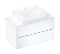 hansgrohe Xevolos E Meuble sous-lavabo, 2 tiroirs, 1 découpe au centre, 980x550x555mm, pour plan de toilette à poser, 54190320, Couleur: corps blanc mat, façade blanc métallisé