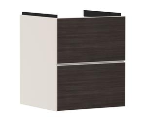 hansgrohe Xevolos E Meuble sous-lavabo, 2 tiroirs, SoftClose, 480x475x555mm, pour lave-mains, 54173730, Couleur: Corps beige sable mat, façade chêne foncé