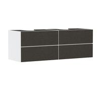 hansgrohe Xevolos E Meuble sous-lavabo, 4 tiroirs, 2 découpes, 1570x550x555mm, pour plan de toilette avec 2 vasques à poser, 54199660, Couleur: Corps blanc mat, façade textile gris foncé