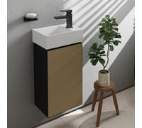 hansgrohe Xevolos E Armoire sous lavabo, 1 porte, charnières à droite, 340x245x555mm, pour lave-mains, 54171390, Couleur: corps gris ardoise mat, façade bronze structuré
