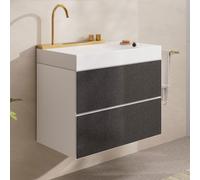 hansgrohe Xevolos E Armoire sous lavabo, 2 tiroirs, SoftClose, 780x475x555mm, pour lavabo, 54178660, Couleur: Corps blanc mat, façade textile gris foncé