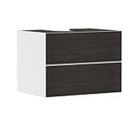 hansgrohe Xevolos E Meuble sous-lavabo, 2 tiroirs, 1 découpe au centre, 780x550x555mm, pour plan de toilette à poser, 54187730, Couleur: corps blanc mat, façade chêne foncé