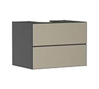 hansgrohe Xevolos E Meuble sous-lavabo, 2 tiroirs, 1 découpe au centre, 780x550x555mm, pour plan de toilette à poser, 54189390, Couleur: corps gris ardoise mat, façade bronze structuré