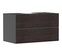 hansgrohe Xevolos E Meuble sous-lavabo, 2 tiroirs, 1 découpe au centre, 980x550x555mm, pour plan de toilette à poser, 54192730, Couleur: Corps gris ardoise mat, façade chêne foncé