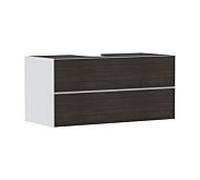 hansgrohe Xevolos E Meuble sous-lavabo, 2 tiroirs, 1 découpe au centre, 1180x550x555mm, pour plan de toilette à poser, 54193730, Couleur: corps blanc mat, façade chêne foncé