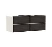 hansgrohe Xevolos E Meuble sous-lavabo, 4 tiroirs, 2 découpes, 1370x550x555mm, pour plan de toilette avec 2 vasques à poser, 5419, Couleur (avant/corps): Corps beige sable mat, façade chêne foncé - 54197730