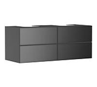 hansgrohe Xevolos E Meuble sous-lavabo, 4 tiroirs, 2 découpes, 1370x550x555mm, pour plan de toilette avec 2 vasques à poser, 54198770, Couleur: corps gris ardoise mat, façade gris ardoise métallique