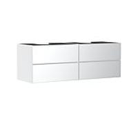 hansgrohe Xevolos E Meuble sous-lavabo, 4 tiroirs, 2 découpes, 1570x550x555mm, pour plan de toilette avec 2 vasques à poser, 54199320, Couleur: corps blanc mat, façade blanc métallisé