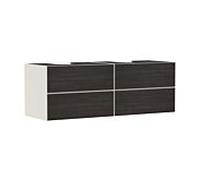 hansgrohe Xevolos E Meuble sous-lavabo, 4 tiroirs, 2 découpes, 1570x550x555mm, pour plan de toilette avec 2 vasques à poser, 54, Couleur (avant/corps): Corps beige sable mat, façade chêne foncé - 54200730
