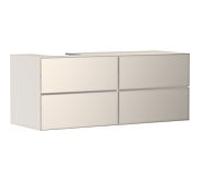 hansgrohe Xevolos E Meuble sous-lavabo, 4 tiroirs, 1 découpe à gauche, 1370x550x555mm, pour console avec vasque à poser à gauche, 54237790, Couleur: Corps beige sable mat, façade beige sable métallisé