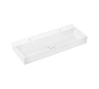 hansgrohe Xevolos E lavabo à poser, sans trop-plein, poncé, SmartClean, 1200x480mm, avec vidage, blanc, 61106450, Exécution: 2 trous de robinet