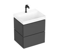 hansgrohe Xilesa E Meuble sous-lavabo pour lavabos, 2 tiroirs PushOpen, 580x470x620mm, 54293760, Couleur: Gris ardoise mat