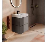 Hansgrohe Meuble sous-lavabo Xilesa E – 2 tiroirs, 580×470×620 mm – Gris ardoise mat