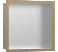 hansgrohe XtraStoris Individual niche murale en acier inoxydable brossé avec cadre design, 300x300x100 mm, 56097140, Couleur: Bronze brossé