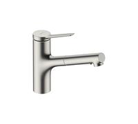 hansgrohe Zesis 74810801 Robinet de cuisine à poignée unique en acier inoxydable avec pulvérisateur extractible pour évier de cuisine