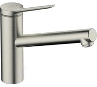 hansgrohe Zesis Mitigeur de cuisine ComfortZone 150, 1 jet, saillie 220 mm, 74802800, Couleur: Finition en acier inoxydable