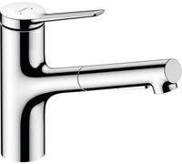 Hansgrohe Zesis Mitigeur Cuisine ComfortZone 150, douchette extractible, 2 jets, flexible box (sBox) lite, saillie 219 mm, 74803, Coloris: chrome