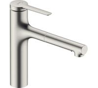 Hansgrohe Mitigeur de cuisine Zesis M33, ComfortZone 160, douchette extractible 2 jets, acier inox