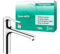 hansgrohe Zesis Mitigeur de cuisine, ComfortZone 160, douchette extractible 2 jets, saillie 231 mm, 74801000, Couleur: chrome