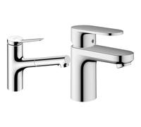 hansgrohe Zesis M33 - Mitigeur de cuisine avec douchette extractible, 2 jet & Vernis Blend - Mitigeur de lavabo avec tirette et vidage, Robinet de salle de bain