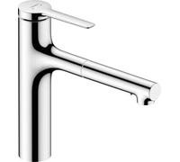 hansgrohe Zesis M33 Mitigeur monocommandé pour cuisine 160, douchette extractible, 2 types de jets, 74822000, Couleur: chrome