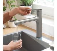 Hansgrohe Mitigeur de cuisine Zesis ComfortZone 160, douchette extractible 2 jets, inoxydable