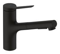 Hansgrohe - Zesis M33 - Mitigeur de cuisine monocommande 150 - douchette extractible - 2 jets - noir mat 74800670