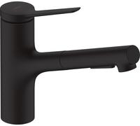 hansgrohe Zesis M33 Mitigeur monocommandé pour cuisine 150, 2 types de jets, sBox, 74821670, Couleur: Noir Mat
