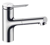 hansgrohe Zesis M33 Mitigeur monocommandé pour cuisine 150, 2 types de jets, sBox, 74821000, Couleur: chrome