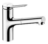Hansgrohe Robinet de cuisine Zesis 74810000 – Douchette extractible, 2 jets, 4,6 l/min, chromé
