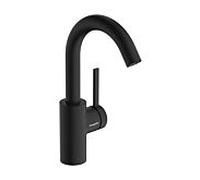 hansgrohe Zesis S Mitigeur monocommandé pour lavabo 210 CoolStart, avec bec pivotant et vidage à tirette, 74740670, Couleur: noir mat