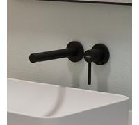 hansgrohe Zesis S Mitigeur monocommandé pour lavabo encastré, montage mural, bec 194mm, 74750670, Couleur: noir mat