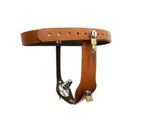 HANSHION Ceinture de chasteté verrouillable for femme avec 2 serrures et plug anal à 4 boules, culotte de chasteté en cuir verrouillable, cage de chasteté confortable SM bondage sex toy for femme(Brow