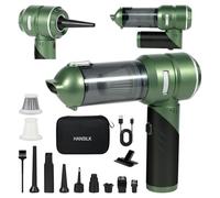 HANSILK Aspirateur à Main sans Fil 25000PA Puissant Rechargeable pour Voiture Maison Bureau Canapé Cuisine Poils d’Animaux avec Fonction 4 en 1 Aspiration Soufflage Gonflage Extraction