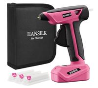 HANSILK Pistolet à colle sans fil 2000mAh-avec 30 bâtons de colle 7mm Pistolet à colle chaude rechargeable Type-C chauffe rapide en 15s,bricolage,réparations,artisanat et DIY à la maison-Rose