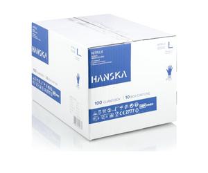 HANSKA Gants jetables Nitrile Bleu - Sans poussière - Jetables - Ambidextres - Non stériles - Base en caoutchouc - Convient pour les milieux médicaux, la manipulation des aliments (1000, L)