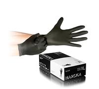 HANSKA Gants jetables Nitrile Noir - Sans poussière - Jetables - Ambidextres - Non stériles - Base en caoutchouc - Convient pour les milieux médicaux, la manipulation des aliments (1000, L)