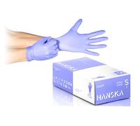 HANSKA Lot de 100 gants jetables nitrile Violet - sans poudre - jetables - ambidextres - non stériles - Base en caoutchouc - Convient pour les domaines médicaux, la manipulation des aliments (100, S)