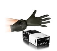 HANSKA Lot de 100 gants jetables nitriles noirs - sans poudre - jetables - ambidextres - non stériles - Base en caoutchouc - Convient pour les milieux médicaux, la manipulation des aliments (100, M)