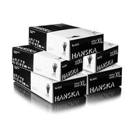 HANSKA Lot de 500 gants jetables nitriles noirs - sans poudre - jetables - non stériles - Base en caoutchouc - Convient pour les milieux médicaux, la manipulation des aliments (500, XL)