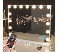 Hansong Miroir Maquillage avec Bluetooth Miroir Coiffeuse Hollywood avec lumières 15 Ampoules LED éclairage 3 Couleurs