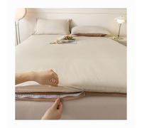 HANSULAN Coton Housse De Matelas Futon avec Fermeture éclair, Doux Amovible Housse De Protection pour Matelas Couvercle Anti-poussière pour Japonais Matelas Futon-Brun-150X200cm