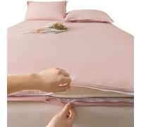 HANSULAN Coton Housse De Matelas Futon avec Fermeture éclair, Doux Amovible Housse De Protection pour Matelas Couvercle Anti-poussière pour Japonais Matelas Futon-Rose-90X200cm