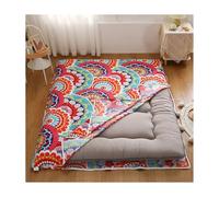 HANSULAN Imprimé Housse De Matelas Futon avec Fermeture éclair, Coton Doux Amovible Housse De Protection pour Matelas Couvercle Anti-poussière pour Full Size Japonais Matelas Futon-C-100X200cm