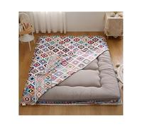 HANSULAN Imprimé Housse De Matelas Futon avec Fermeture éclair, Coton Doux Amovible Housse De Protection pour Matelas Couvercle Anti-poussière pour Full Size Japonais Matelas Futon-E-120X200cm