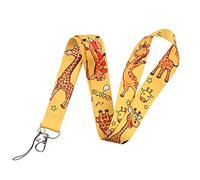 hansum Lanière de cou, lanières d'animaux de dessin animé avec boucle de sécurité, pour porte-badge d'identification, clés, permis de travail, téléphones portables (Color : Giraffe, Size : 45cm)
