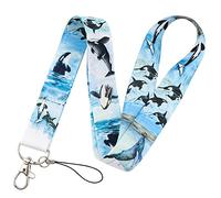 hansum Lanière de cou, lanières d'animaux de dessin animé avec boucle de sécurité, pour porte-badge d'identification, clés, permis de travail, téléphones portables (Color : Whale 1, Size : 45cm)